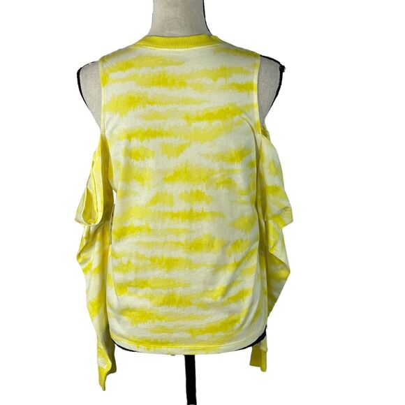 INC Earth Small Top Long Sleeve Stretch Tie-Dye Crew Neck Cutout Shoulder Yellow - Picture 4 of 8